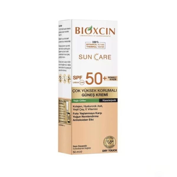 کرم ضد آفتاب رنگی بیوکسین +SPF50 مناسب پوست چرب 50 میل sizinkala.ir